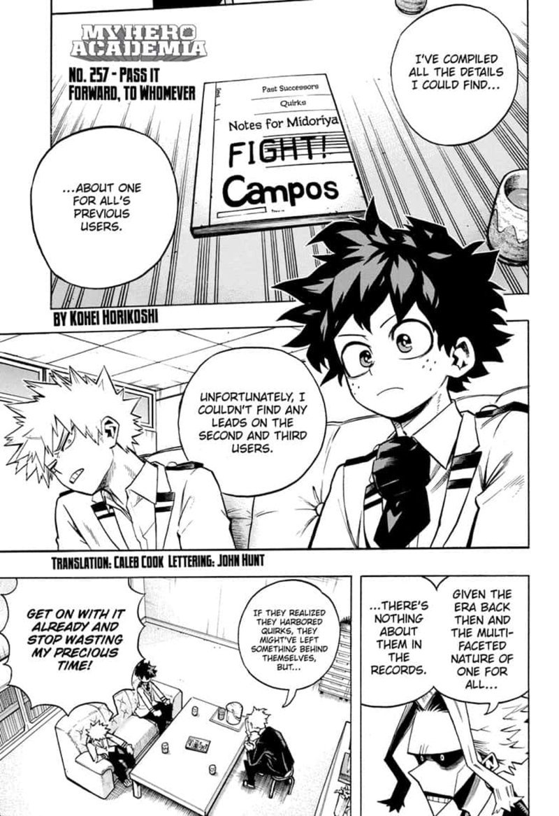 My Hero Academia, chapter 257